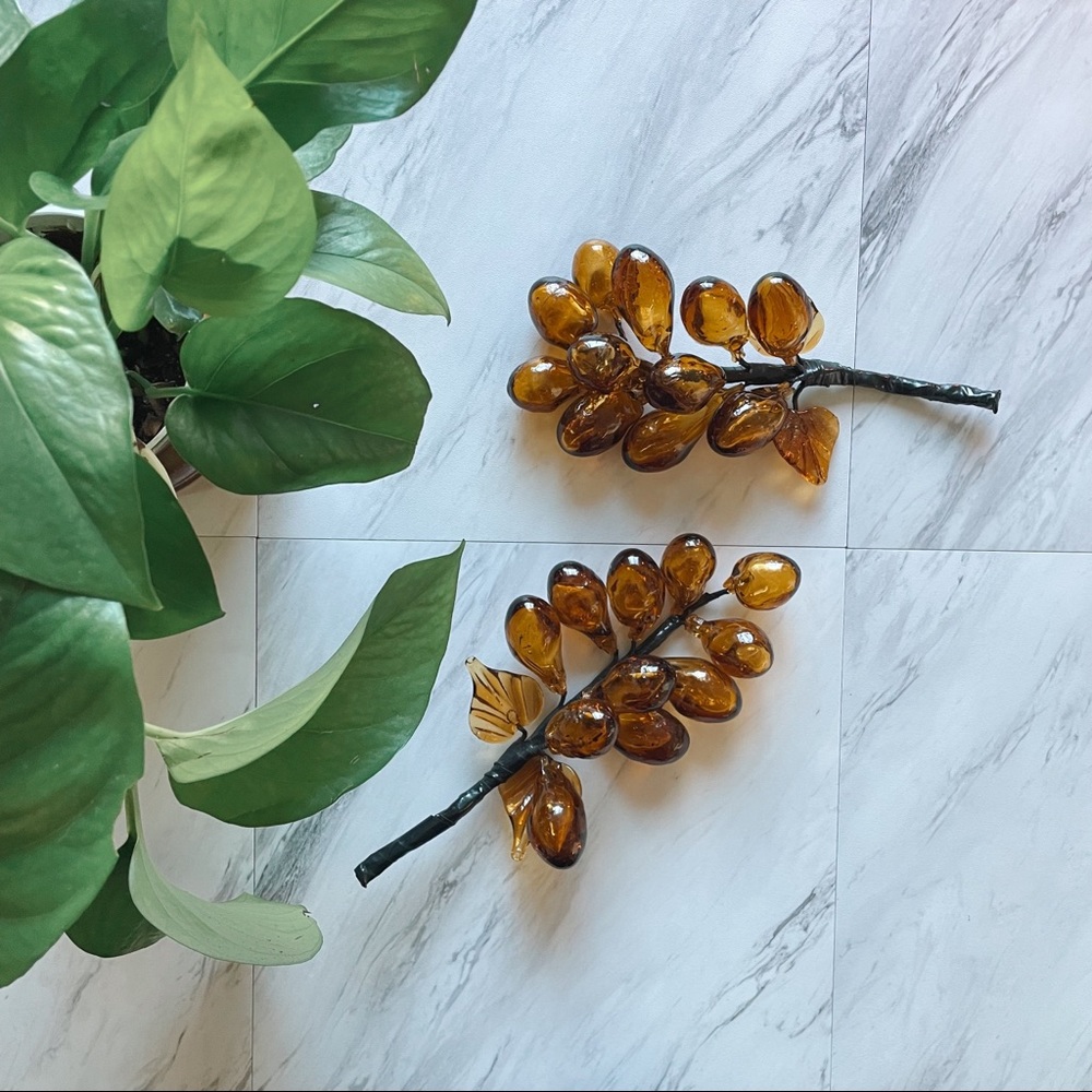 Pair of Vintage Amber Glass grapes